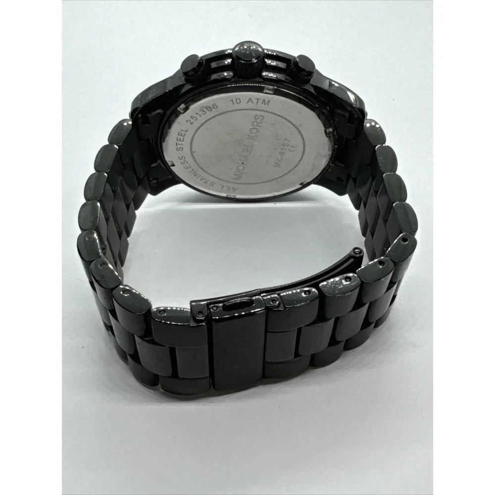 Michael Kors Runway MK8157 Men's Stainless Steel Analog Black Dial Watch JNA714